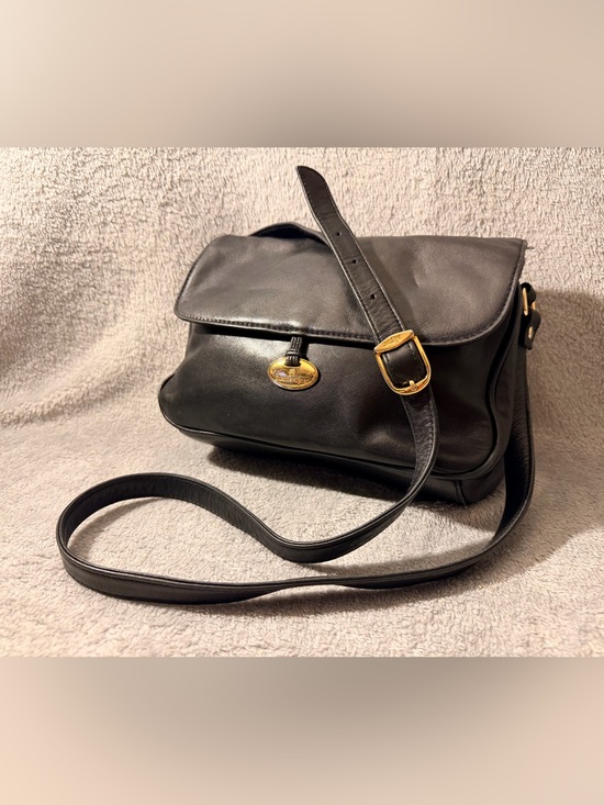Etienne Aigner Handbags - Etienne Aigner Black Leather Crossbody with Gold Accent